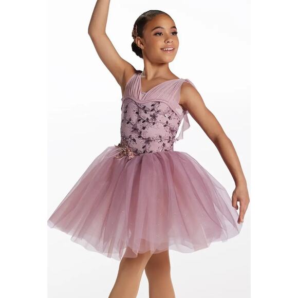 Dance Costume Weissman 16263 Medium Child Pink Embroidery Ballet YAGP Glitter - Picture 1 of 3